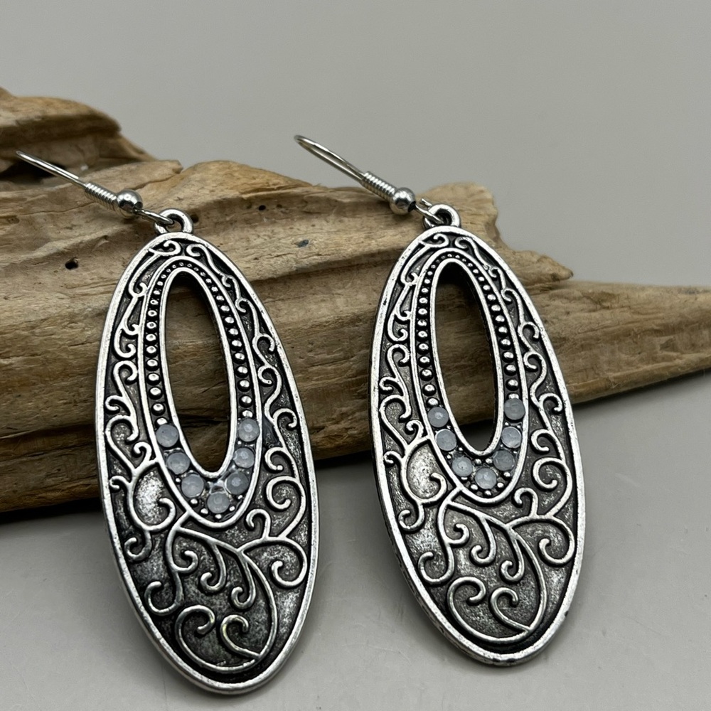 Elegant Silver Oval Earrings